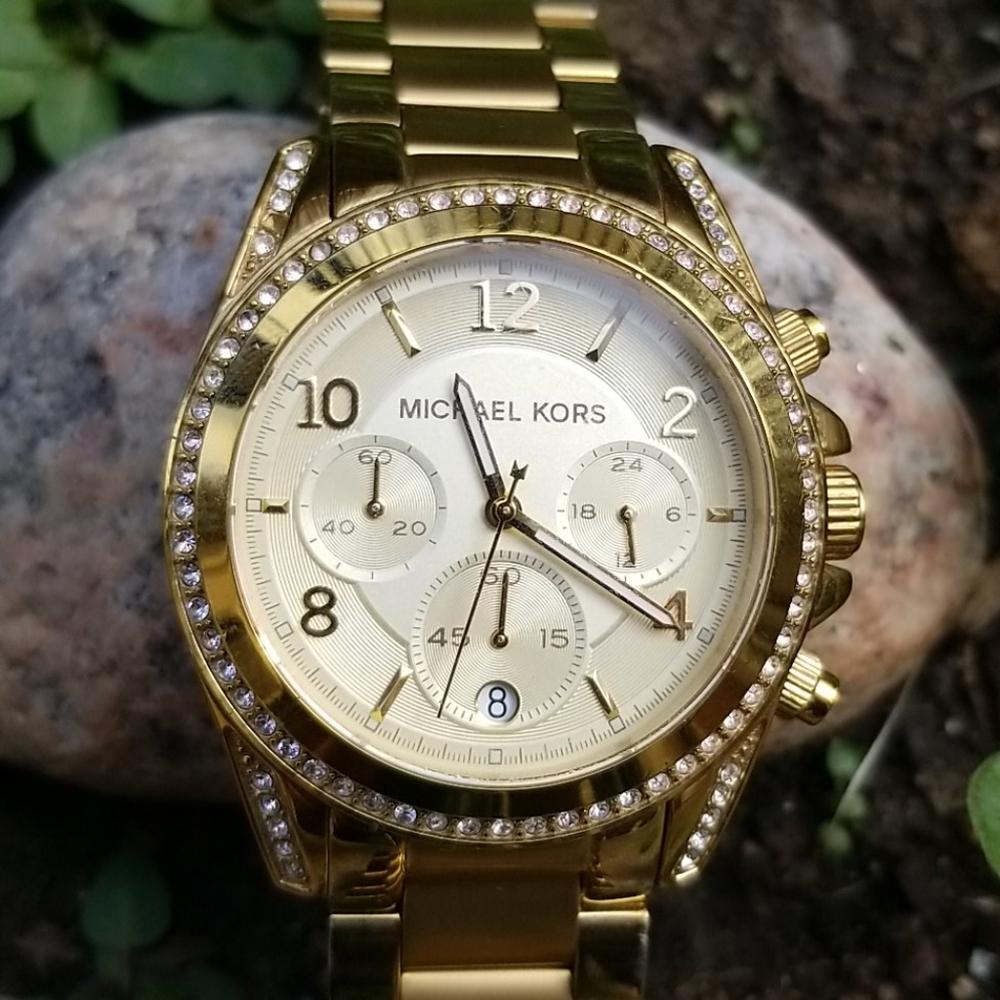 Michael Kors Oversized Blair Pavé Gold-Tone Watch